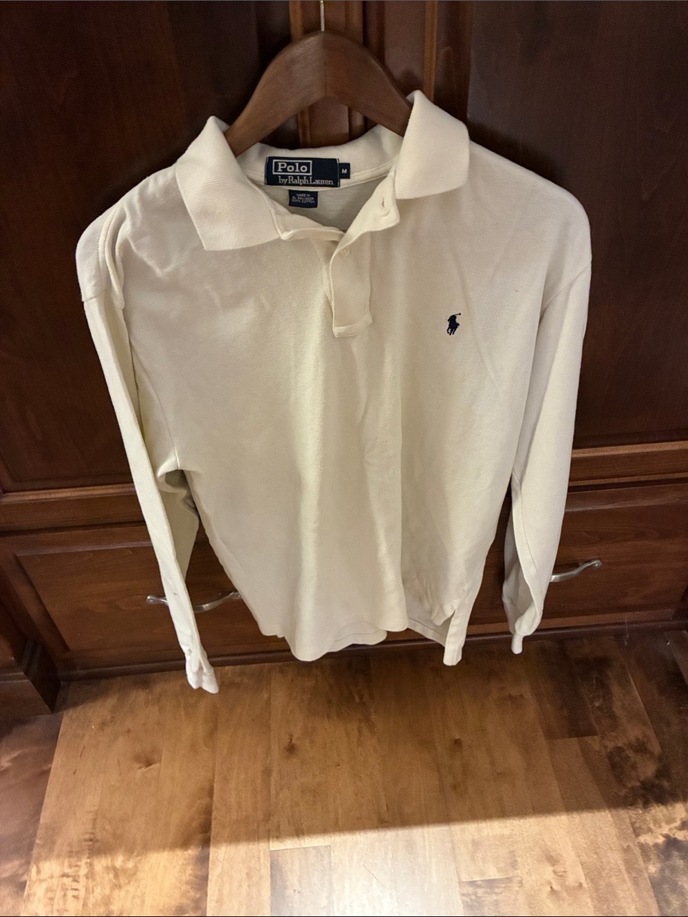 Polo by Ralph Lauren Off-White Long-Sleeve Polo with Navy Pony